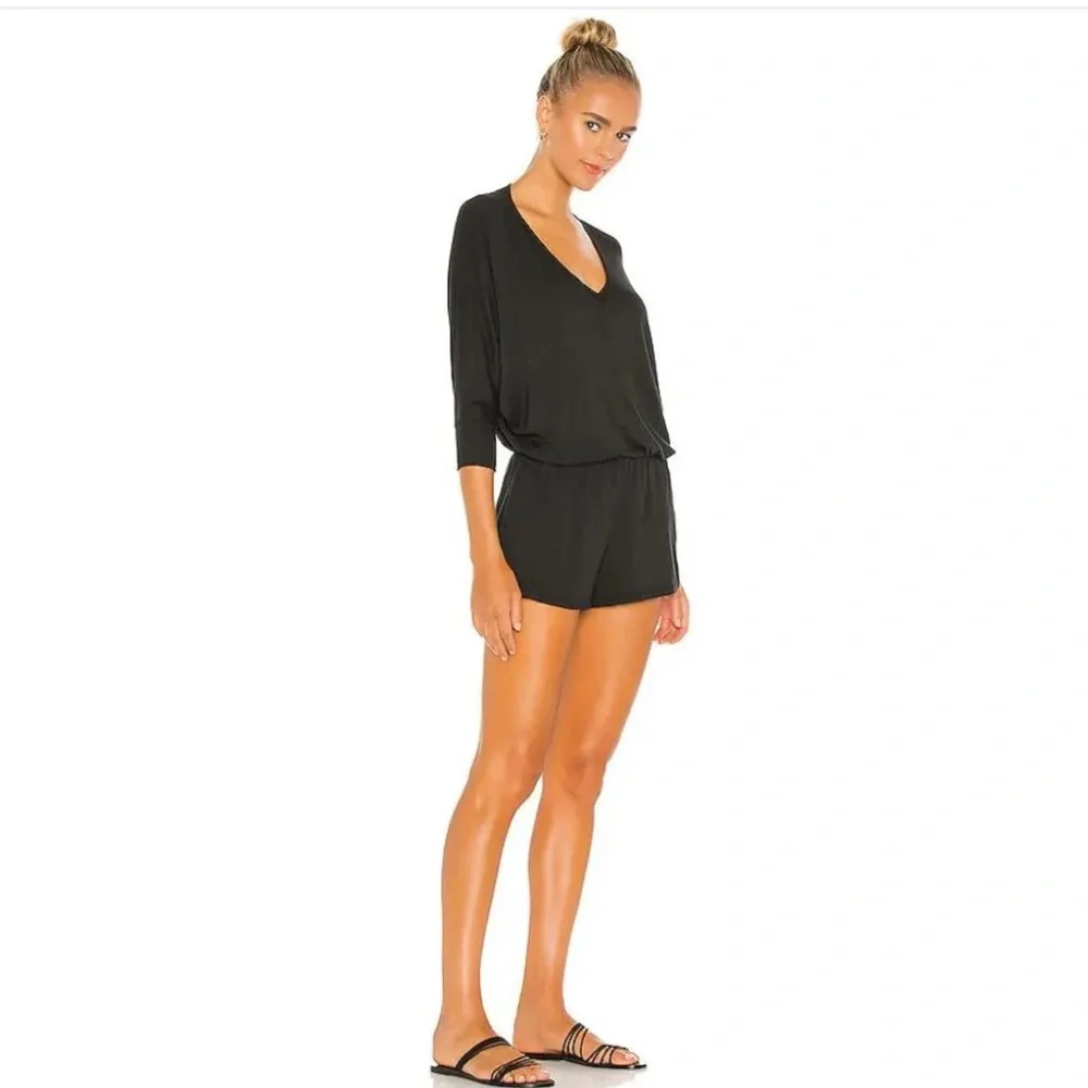 LVHR Sabina Romper in Black Size Medium Super Soft Micro Modal with Pockets